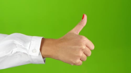 Thumb Up and Then Thumb Down. Woman Hand, Sign Language