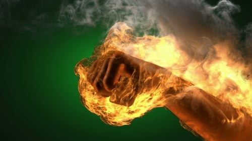 Fiery Punch Transition with Burning Fist and Alpha Channel