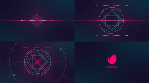 Animated Glitch Logo Reveal with Geometric Shapes