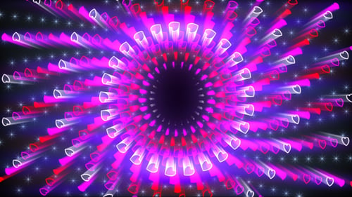 Glowing Neon Heart Tunnel Loop