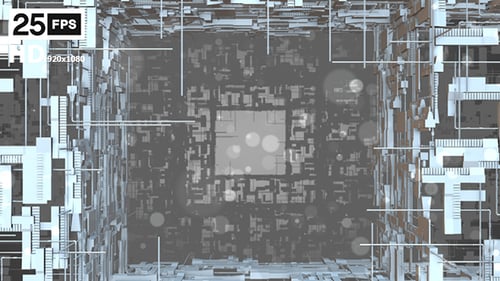 Futuristic Digital Tunnel Grid Data Network Background Animation