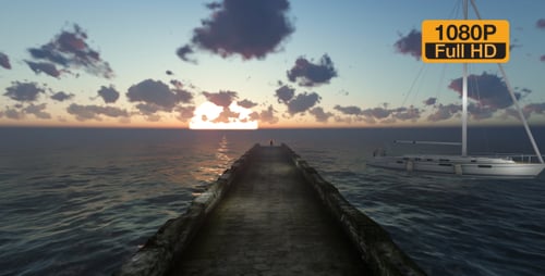 Sunset scaffolding and Ocean