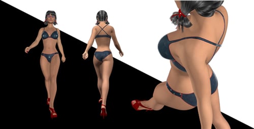 Bikini Girl - Walk Cycle - Funny Sunny - Pack of 5