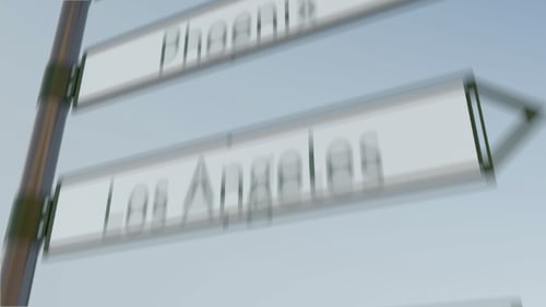 Miami Direction Sign on Road Signpost with American Cities Captions