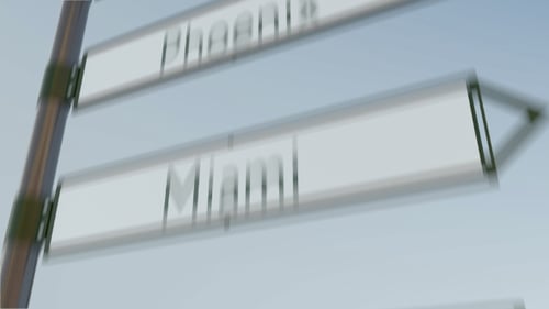 Seattle Direction Sign on Road Signpost with American Cities Captions