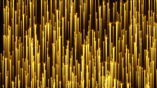 Golden Shimmering Vertical Lines and Sparkling Particles Background