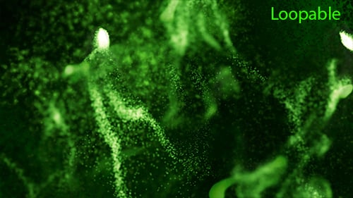 Vibrant Green Luminous Particle Waves Abstract Loop