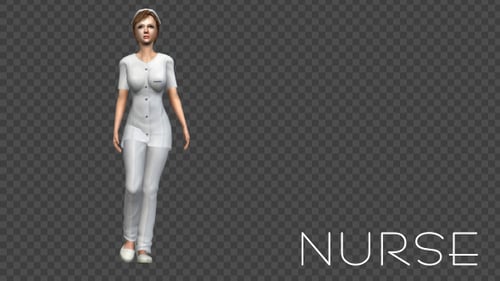 3D Animated Female Nurse Walking Towards Camera
