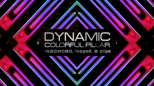 Animated Geometric Pillars with Dynamic Neon Lights