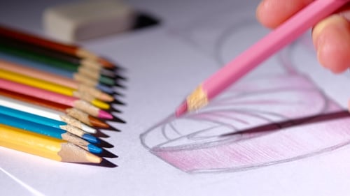 Hand Coloring a Sketch with Colored Pencil