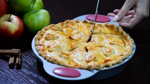 Cutting Into Delicious Homemade Apple Pie