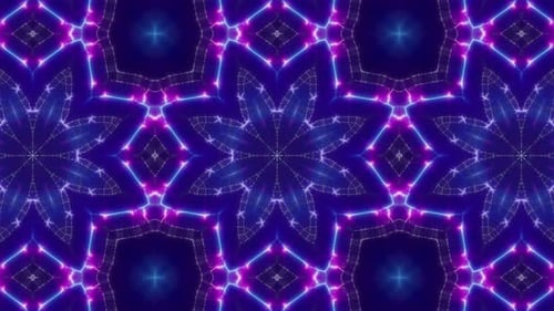Blinking Lights Neon Kaleidoscope Background Loop 4K 03