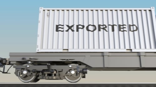 Modern 3D Animation of Cargo Shipping Containers on Export Train