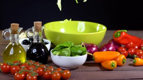 Fresh Ingredients Ready for Colorful Healthy Salad
