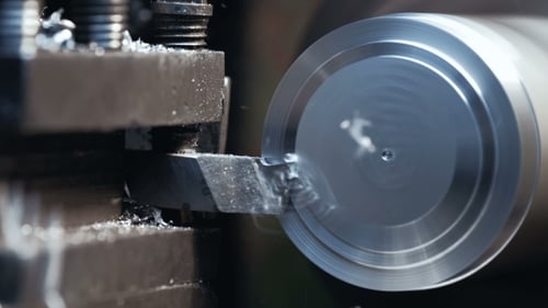 Old Lathe Machine in Workshop