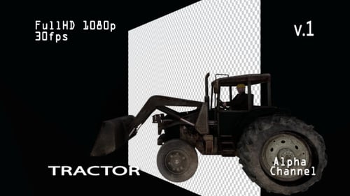 Animated 3D Tractor Driving with Alpha Channel