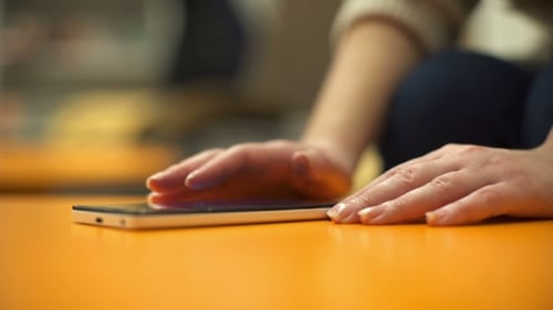 Woman Typing on a Smartphone, Cellphone