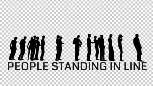 People Silhouettes Standing in Line