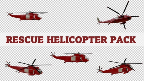 Realistic Red Helicopter Flying Animation with Alpha Channel