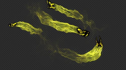 Flying Yellow Butterfly with Fluid Particle Trail Animation