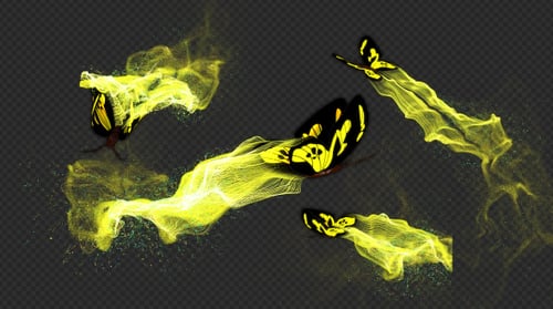 Animated Luminous Butterfly with Flowing Particle Trail