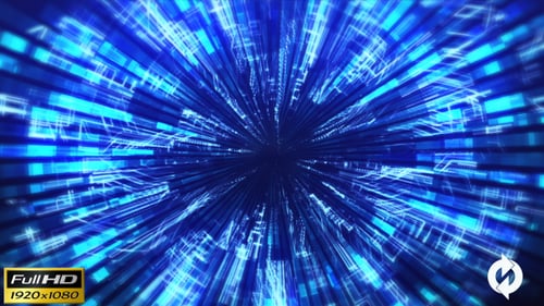 Abstract Blue Digital Lines Tunnel Animation