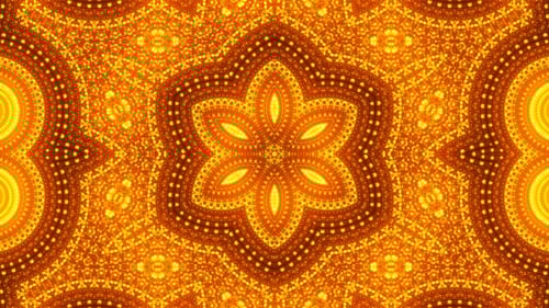 Golden Shimmering Kaleidoscope Mandala Loop Background