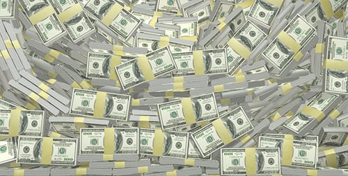 Falling Hundred Dollar Bill Stacks with Alpha Channel