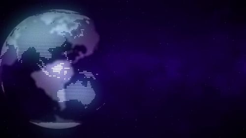 Futuristic Digital Globe Rotation with Scanning Light in Space