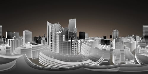 VR 360 Wireframe Stadtgebäude