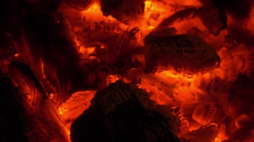 Close Up of Glowing Red and Orange Embers