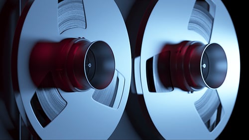 Abstract Modern Spinning Audio Tape Reels Loop