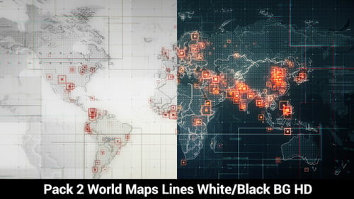 Pack of 2 World Maps with Lines Rollback Camera HD