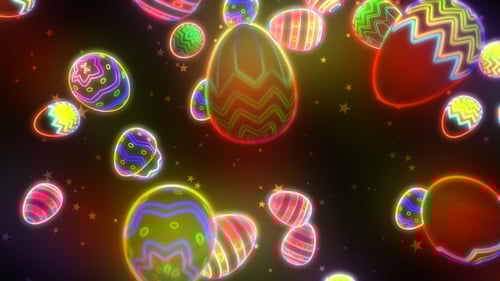Glowing Neon Easter Eggs Loop Animation Background