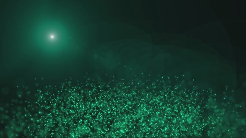 Abstract Green Particles Moving Upwards Loop Background