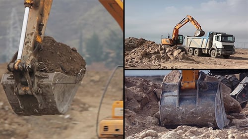 Three Shots of Excavator Working