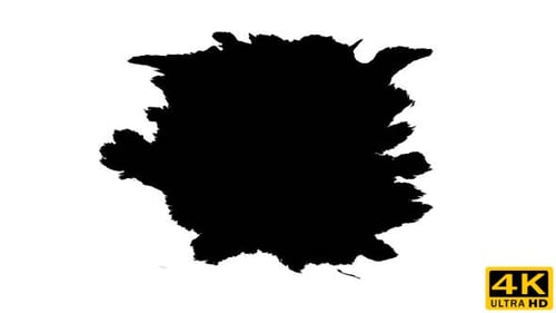 Expanding Black Ink Splatter on White Background
