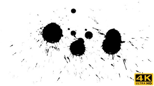 Abstract Ink Blots Splattering on White Background