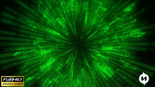 Green Digital Data Stream Futuristic Loop Background
