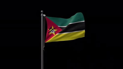 Realistic Mozambique Flag Waving in Wind