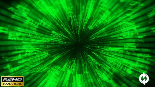 Green Digital Stream Data Tunnel Background Loop