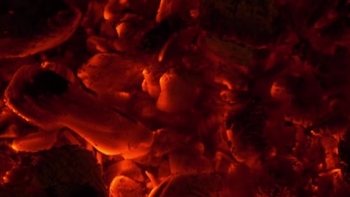 Glowing Red Hot Embers Close Up