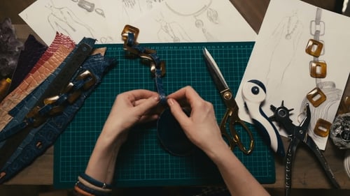 Top View of the Workers Hands Make Handmade Jewelry