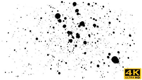 Abstract Black Ink Splatters on White Background