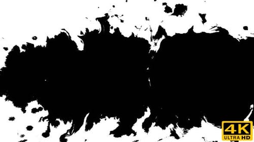 Expanding Black Ink Blot on White Background