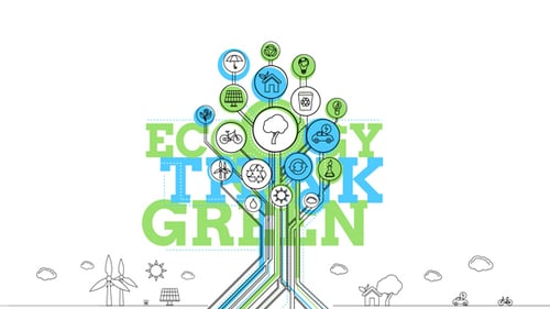 Growing Ecological Tree Infographic Animation with Environmental Icons