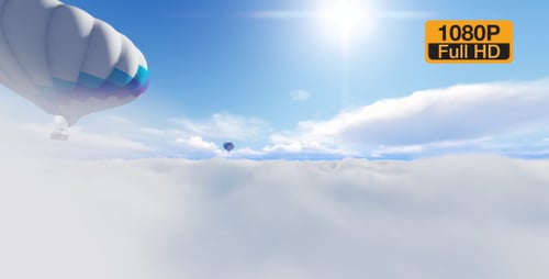 Colorful Hot Air Balloons Flying Above Clouds on a Sunny Day