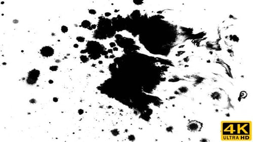 Black Ink Blot Spreads Across White Background