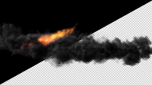 Eine feurige Flamme mit volumetrischem Rauch