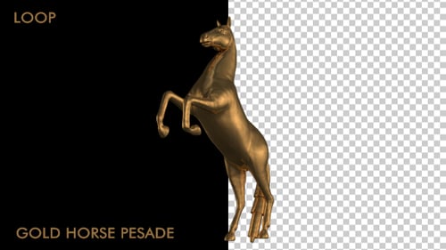 Golden Rearing Horse 3D Animation